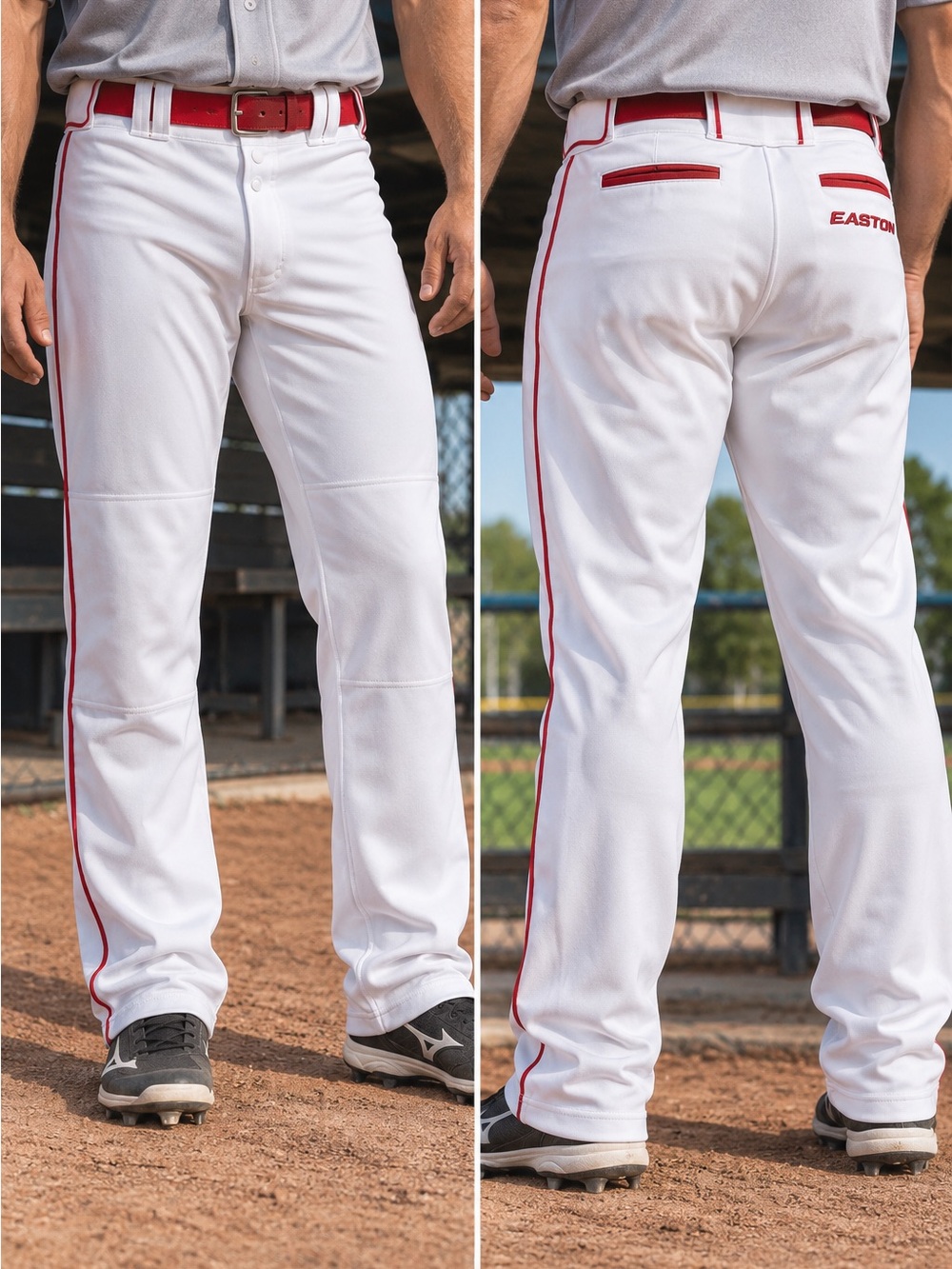 NWT Easton Walk-Off Baseball/Softball Pants Men’s XL White Red Piped 38–41